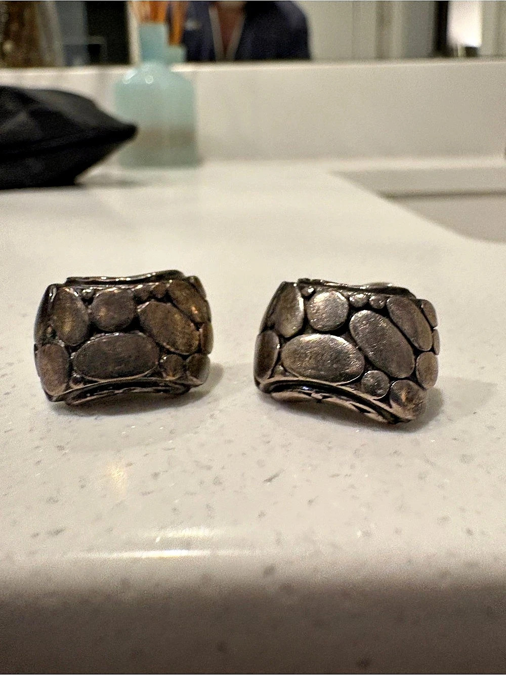 John Hardy 925 Sterling Silver Kali Pebble Cufflinks